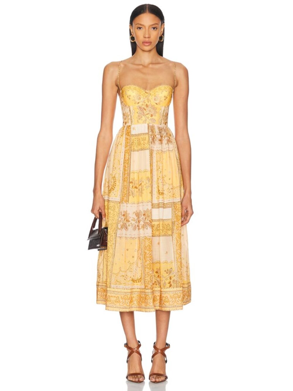 NWT Zimmermann Lucky Corset Midi Dress Mustard Bandana 0 US 4 $900